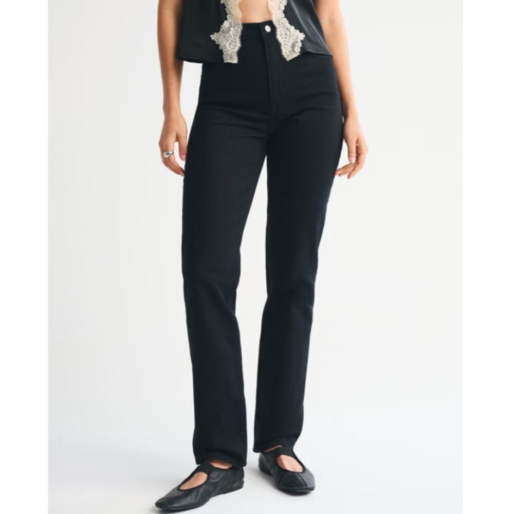 Abercrombie & Fitch The 90s Straight Ultra High Rise Jeans Black 14
